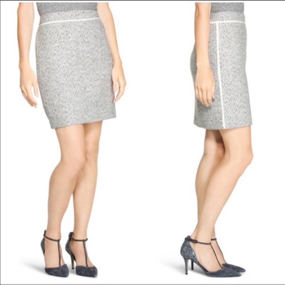 White House Black Market Gray Tweed Pencil Skirt 0